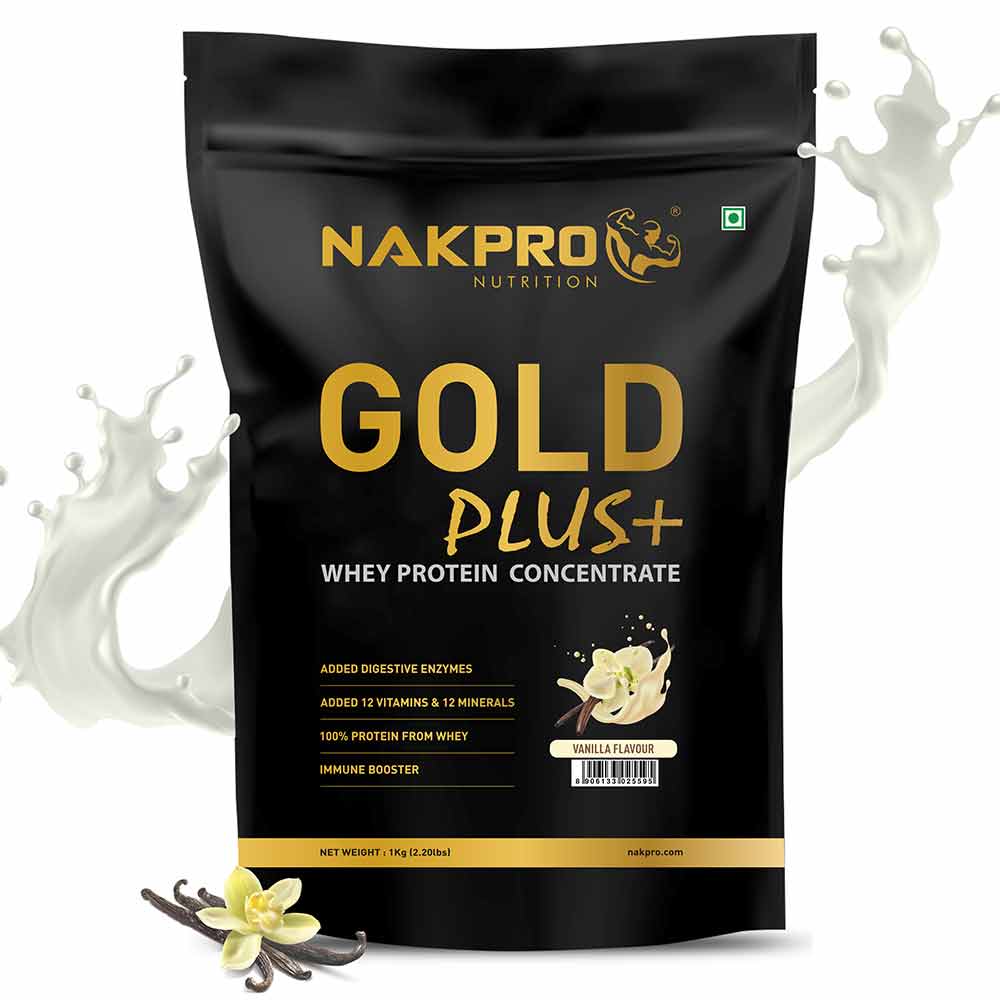 1 - Nakpro Gold Plus+ Whey Protein Concentrate,  2.2 lb  Vanilla 
