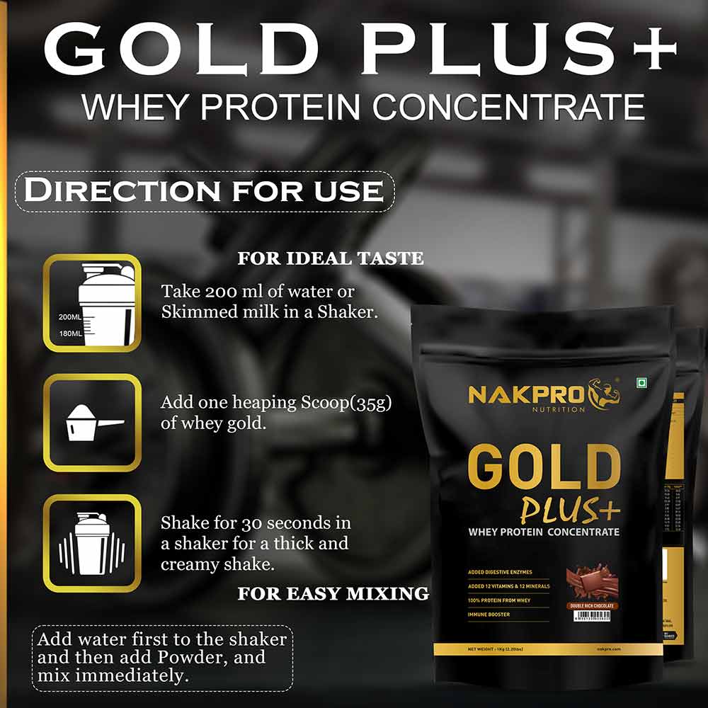 7 - Nakpro Gold Plus+ Whey Protein Concentrate,  2.2 lb  Double Rich Chocolate 