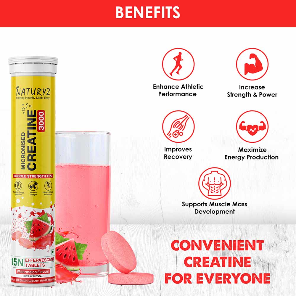 4 - Naturyz Micronized Creatine 3000,  Watermelon (Pack of 3)  15 tablet(s) 