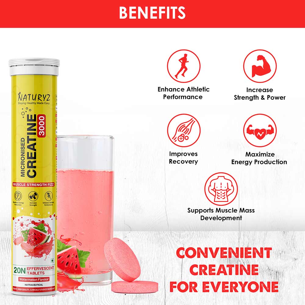 4 - Naturyz Micronized Creatine 3000,  Watermelon (Pack of 3)  20 tablet(s) 