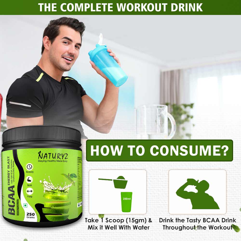 8 - Naturyz BCAA,  0.55 lb  16 Servings  Green Apple 