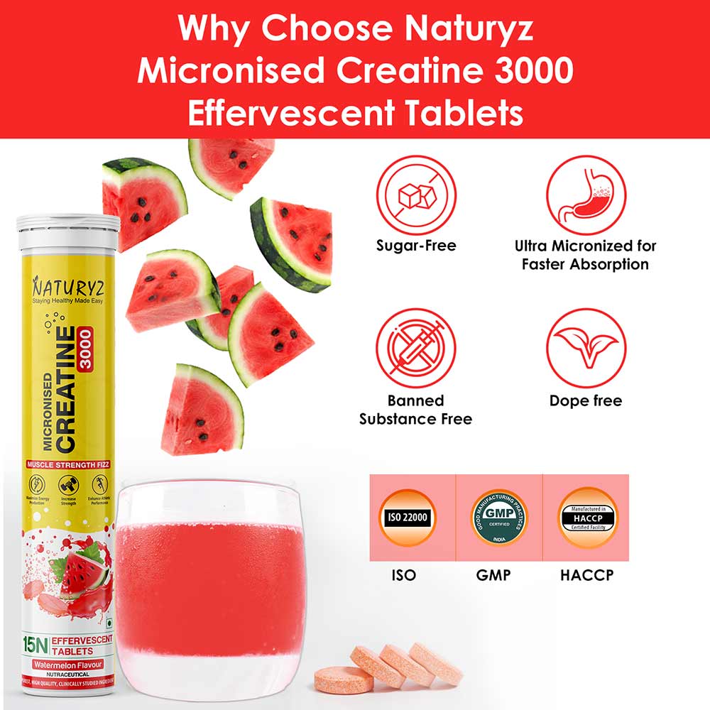 5 - Naturyz Micronized Creatine 3000,  Watermelon  15 tablet(s) 
