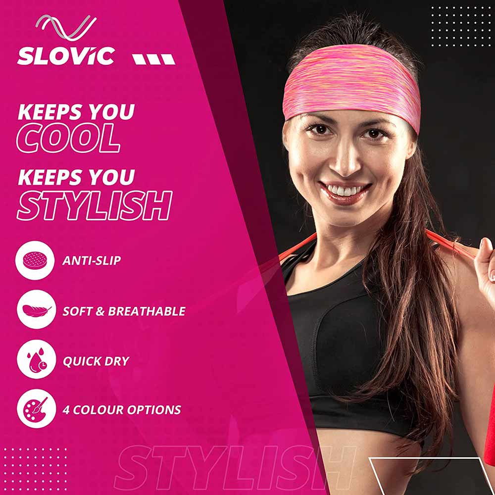 4 - SLOVIC Sport Headband,  Pink  Free Size 