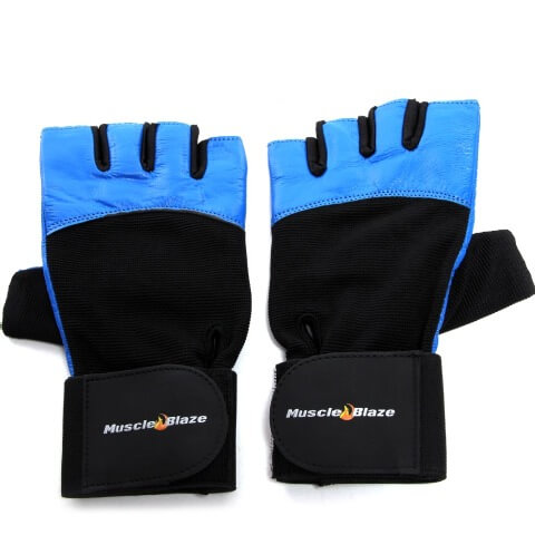 MuscleBlaze Leather Gym Gloves With Wrist Band