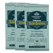 Organic India Tulsi Brahmi Tea, Unflavoured 25 Piece(s)/Pack - Pack of 3