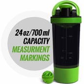2 - MuscleXP Power XP Blender Shaker with Compartment,  Black & Green  700 ml 