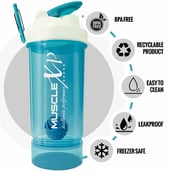 1 - MuscleXP PRO XP Gym Shaker,  Sea Blue (Blender) with Compartment  650 ml 