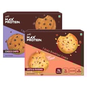 1 - RiteBite Max Protein Cookies,  12 Piece(s)/Pack  Choco Chips+Oats & Raisins Pack of 12 