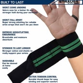 2 - Strauss WL Cotton Wrist Support (Pack of 2),  Black & Green  Free Size 