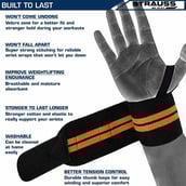 2 - Strauss WL Cotton Wrist Support (Pack of 2),  Black & Orange  Free Size 