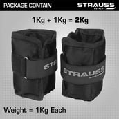 5 - Strauss Ankle Weight (Pair),  Black  1 kg 
