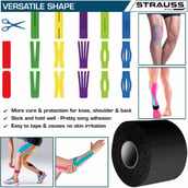 4 - Strauss Kinesiology Sports Tape,  Black  5 m 