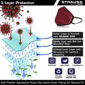 1 - Strauss Unisex Anti-Bacterial Protection Mask,  Medium, Red 