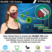 2 - Strauss Unisex Anti-Bacterial Protection Mask with Vent,  Large, Red 