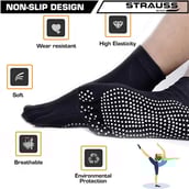 2 - Strauss Women Yoga Socks (Full Toe Grip),  Black  Free Size 