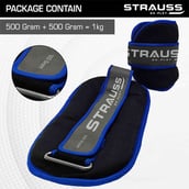 5 - Strauss Round Shape Ankle Weight (Pair), Blue 0.5 kg