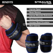 2 - Strauss Round Shape Ankle Weight (Pair),  Blue  1 kg 