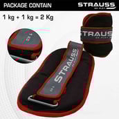 5 - Strauss Round Shape Ankle Weight (Pair),  Red  1 kg 
