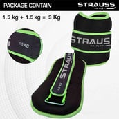 5 - Strauss Round Shape Ankle Weight (Pair),  Green  1.5 kg 