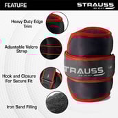 1 - Strauss Round Shape Ankle Weight (Pair),  Red  1 kg 