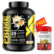 6 - Big Flex Prime Whey Protein,  4.4 lb  Banana Vanilla + Pharmgrade Healthy Living Multivitamin 60 Tabs Free 