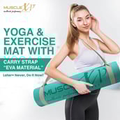 3 - MuscleXP EVA Yoga Mat with Carrying Strap,  Sea Green  6 mm 