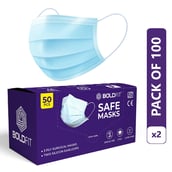1 - Boldfit 3 Layer Surgical Face Mask with Nose Pin,  Blue Pack of 2 