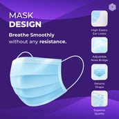 5 - Boldfit 3 Layer Surgical Face Mask with Nose Pin, Blue Pack of 4