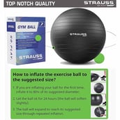5 - Strauss Round Shape Anti Burst Gym Exercise Ball with Pump,  Black  65 cm 