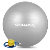 1 - Strauss Round Shape Anti Burst Gym Exercise Ball with Pump, Grey 65 cm