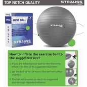 5 - Strauss Round Shape Anti Burst Gym Exercise Ball with Pump,  Grey  55 cm 