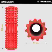 3 - Strauss Grid Yoga Massage Foam Roller,  Red  33cm 