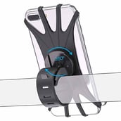 1 - Strauss Silicon Mobile Phone Holder with 360° Rotation,  Black 