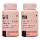 1 - SheNeed Hair Skin & Nails Vitamins, 60 capsules Unflavoured Pack of 2
