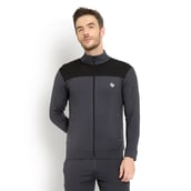 6 - John Ally Color block Jacket with Two Side Zipper Pocket, Grey 2XL