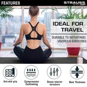 2 - Strauss Anti Skid EVA Yoga Mat with Carry Bag,  Black  4mm 