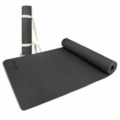 1 - Strauss Anti Skid EVA Yoga Mat with Carry Strap, Black 4mm