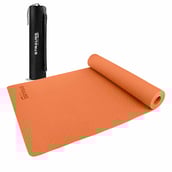 1 - Strauss Anti Skid TPE Yoga Mat with Carry Bag, Orange 4mm