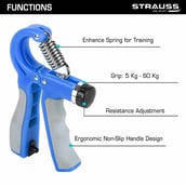 5 - Strauss Adjustable Hand Grip with Counter,  Blue 