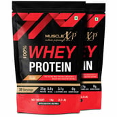 1 - MuscleXP 100% Whey Protein with Digestive Enzyme, 2.2 lb Sea Salt Caramel (Pack of 2)