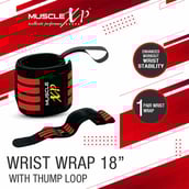 3 - MuscleXP Wrist Wrap with Thumb Loop,  Black & Red  18 inches 
