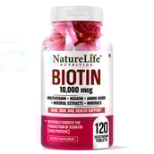 1 - NatureLife Nutrition Biotin 10000mcg,  120 tablet(s)  Unflavoured 