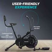 2 - beatXP Vortex Plus 4M Air Bike Exercise Cycle With Adjustable Cushioned Seat, Moving Handles, Back Support & Tummy Twister (Black)