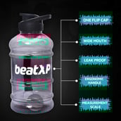 4 - beatXP Gallon Water Bottle with Mixer Ball and Strainer,  Black  1.5 L 