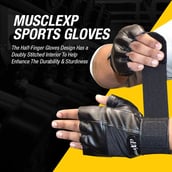 7 - MuscleXP Firm Stud Workout Gym Gloves,  Jet-Black  Free Size 