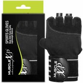 3 - MuscleXP Bold Fit-Pro Fitness Workout Gym Gloves, Black & White Free Size
