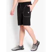 1 - John Ally Dry-Fit Gym Workout Shorts with Zipper Pockets & Color Block Detailing, Medium Jet Black