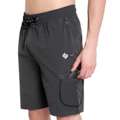 4 - John Ally Dry-Fit Gym Workout Shorts with Zipper Pockets & Flap Pockets, Small Gunmetal Grey