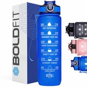 1 - Boldfit Motivational Sports Water Bottle,  Blue  1 L 