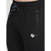 6 - John Ally Gymwear Trackpant for Men with Zipper Pockets & Dryfit Fabric,  Jet Black  Medium 